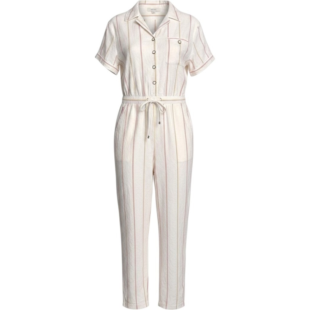 Striped Short Sleeve Jumpsuit International Co.Romper Button Front White Vintage